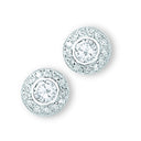 Silver Cubic Zirconia Cluster Stud Earrings