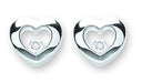 Silver Floating Cubic Zirconia Heart Stud Earrings