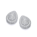 Silver Teardrop Cubic Zirconia Cluster Stud
