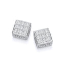 Silver Square Cubic Zirconia Stud