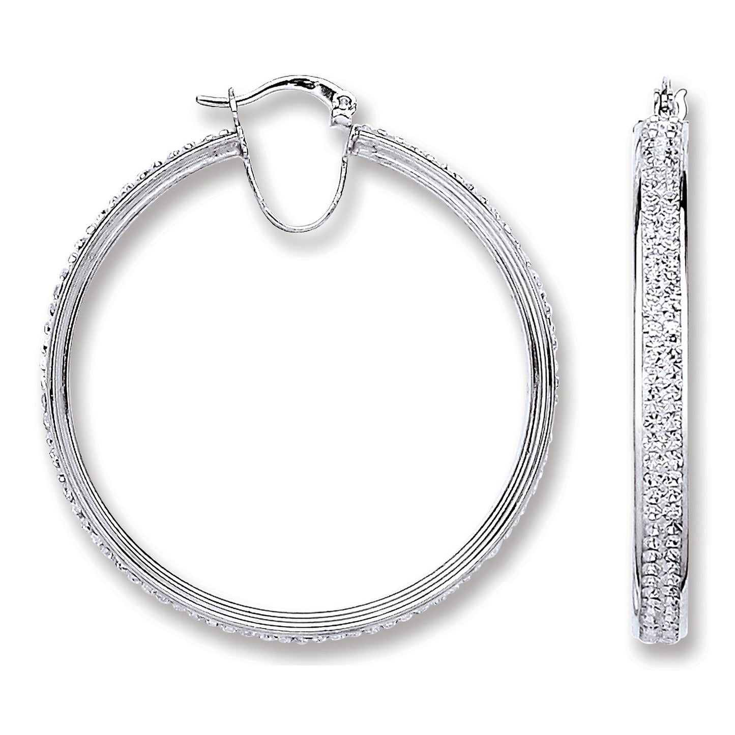 Silver Extra Large Hoop Crystal Earrings - Silver