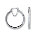 Silver Single Row Crystal Hoop Earrings