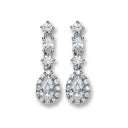 Silver Cubic Zirconia Graduated Teardrop Stud Earrings