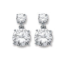 Silver Big Round Cubic Zirconia Drop Earrings