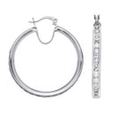 Silver Channel Set Cubic Zirconia Hoop Earrings