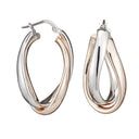 Silver Oval Two Tone Hoop Earrings