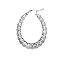 Silver Faceted Oval Hallow Hoop Earrings