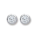 Silver 4mm Round Cubic Zirconia Rub Over Set Studs