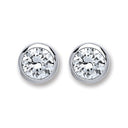 Silver Rd. Bril. Cut Rub Over Setting 6mm Cubic Zirconia Stud