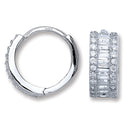 Silver Cubic Zirconia Huggies Earrings