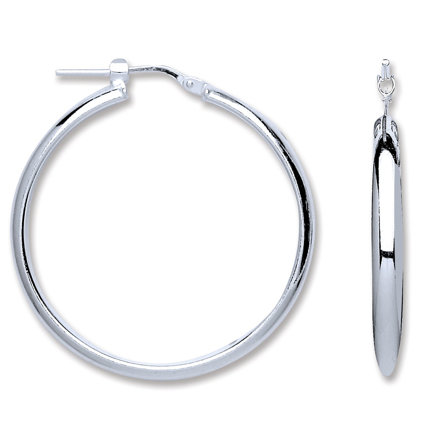 Silver D-Shape Wedds Hoop Earrings - Silver