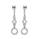 Silver Fancy Cubic Zirconia Circle Drop Earrings