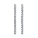 Silver Single Row Cubic Zirconia Drop Earrings