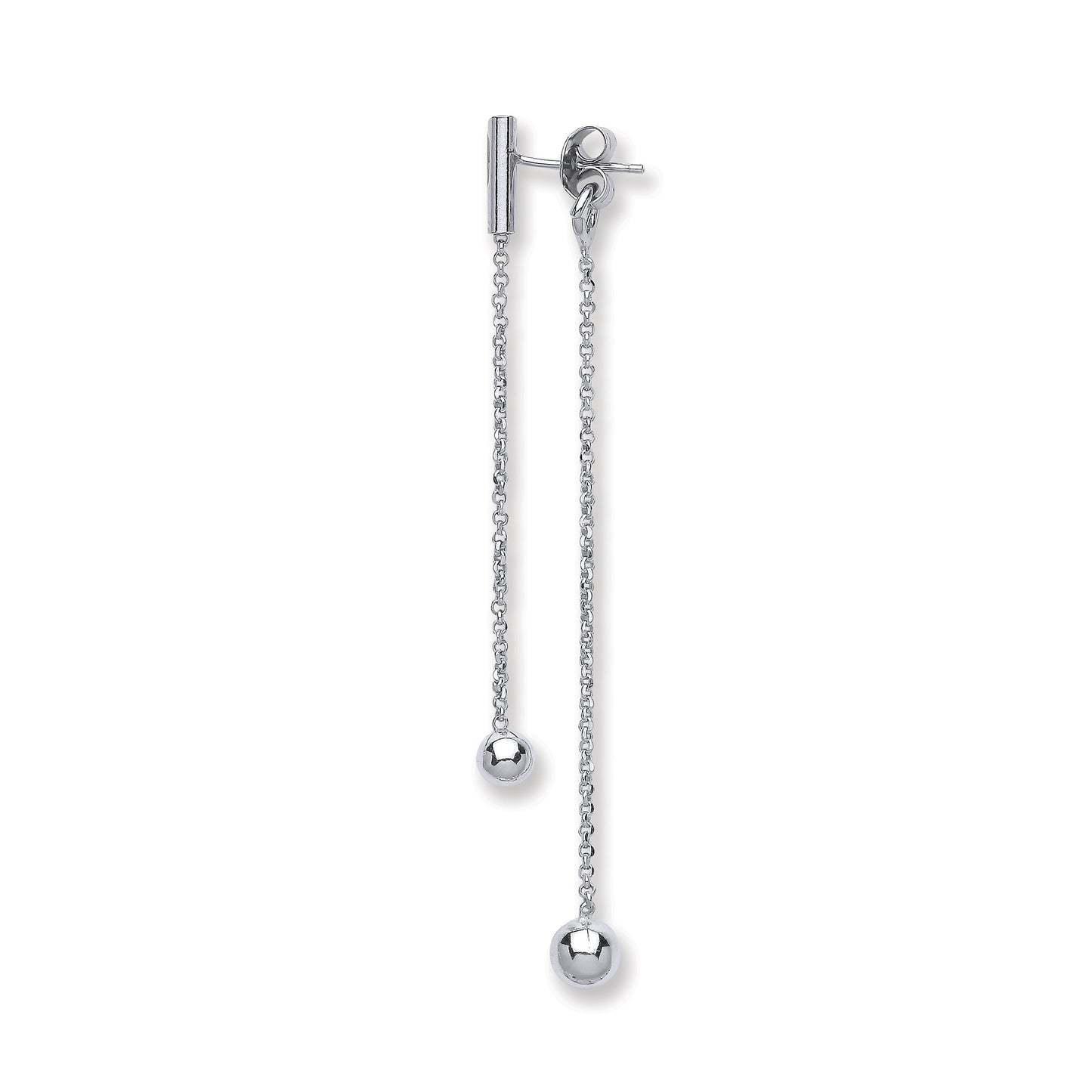 Silver Two Strand Ball Drop Earrings - Silver