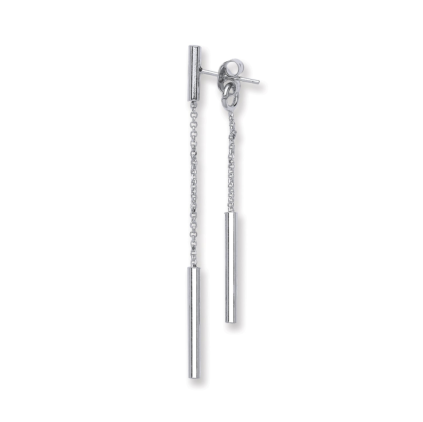 Silver Two Strand Tube Drop Earrings - Silver