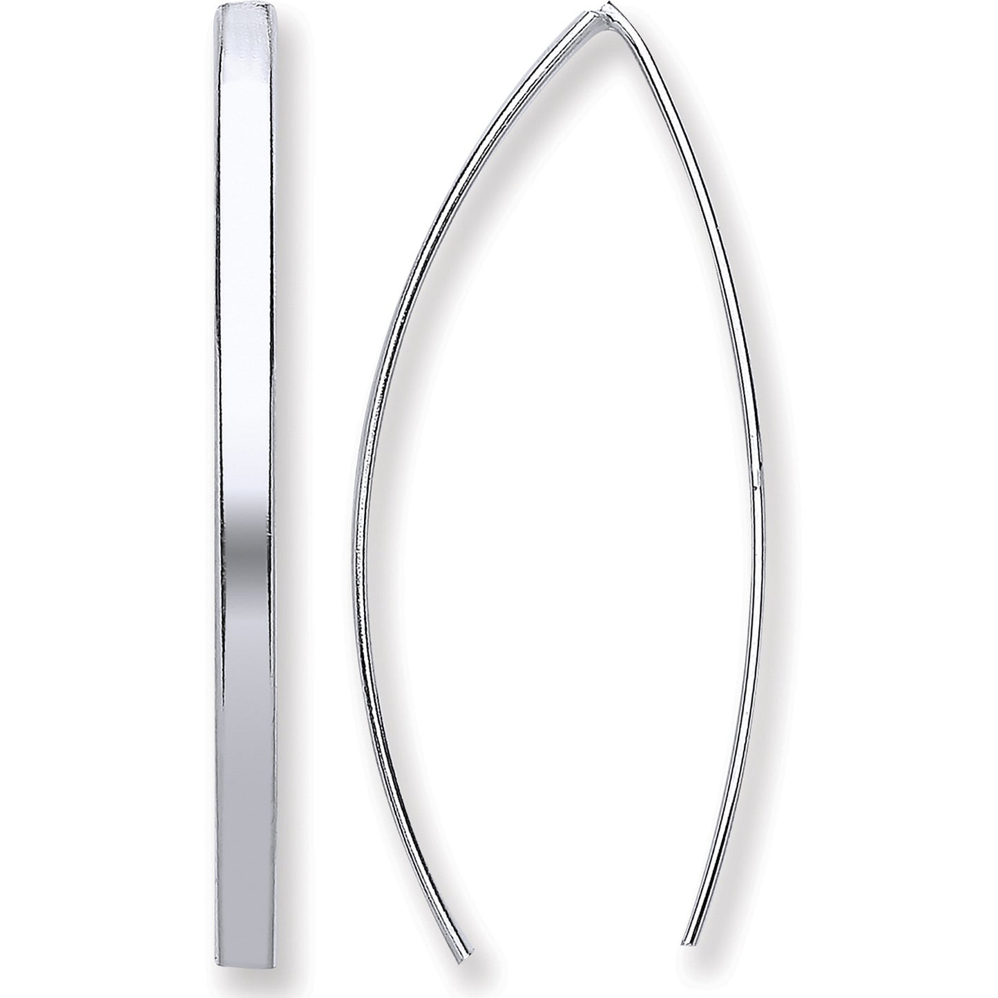 Silver Two Pin D-Shape Earrings - Silver