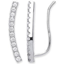 Silver Arc-shaped Ear Hook Cubic Zirconia Ear Clip Earrings
