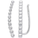 Silver Arc-shaped Ear Hook Rubover Cubic Zirconia Ear Clip Earrings