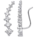 Silver Arc-shaped Ear Hook Claw Set Cubic Zirconia Ear Clip Earrings