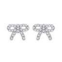 Silver Cubic Zirconia Bow Stud Earrings