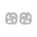 Silver Cubic Zirconia Swirl Stud Earrings
