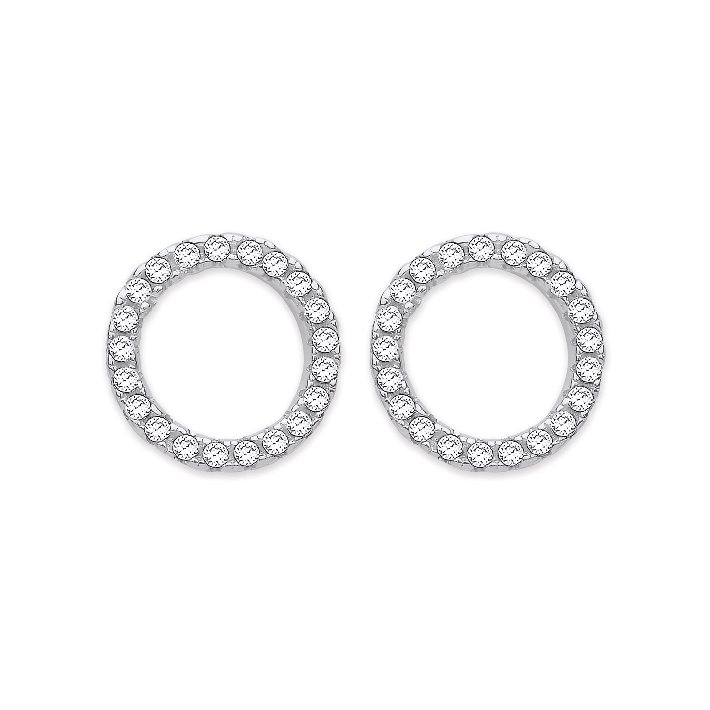 Silver Cubic Zirconia Circle of Life Stud Earrings - Silver