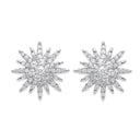 Silver Cubic Zirconia Starburst Stud Earrings