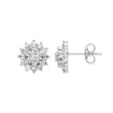 Silver Traditional Cubic Zirconia Cluster Studs