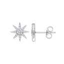 Silver Starburst Cubic Zirconia Studs