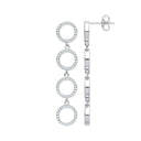 Silver Cubic Zirconia Circle of Life Long Drop Earrings