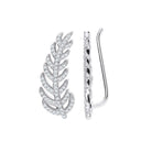 Silver Cubic Zirconia Barley Leaf Earcuff, Crawler, Earrings
