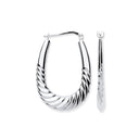 Silver Twisted Ridge Oval Creoles