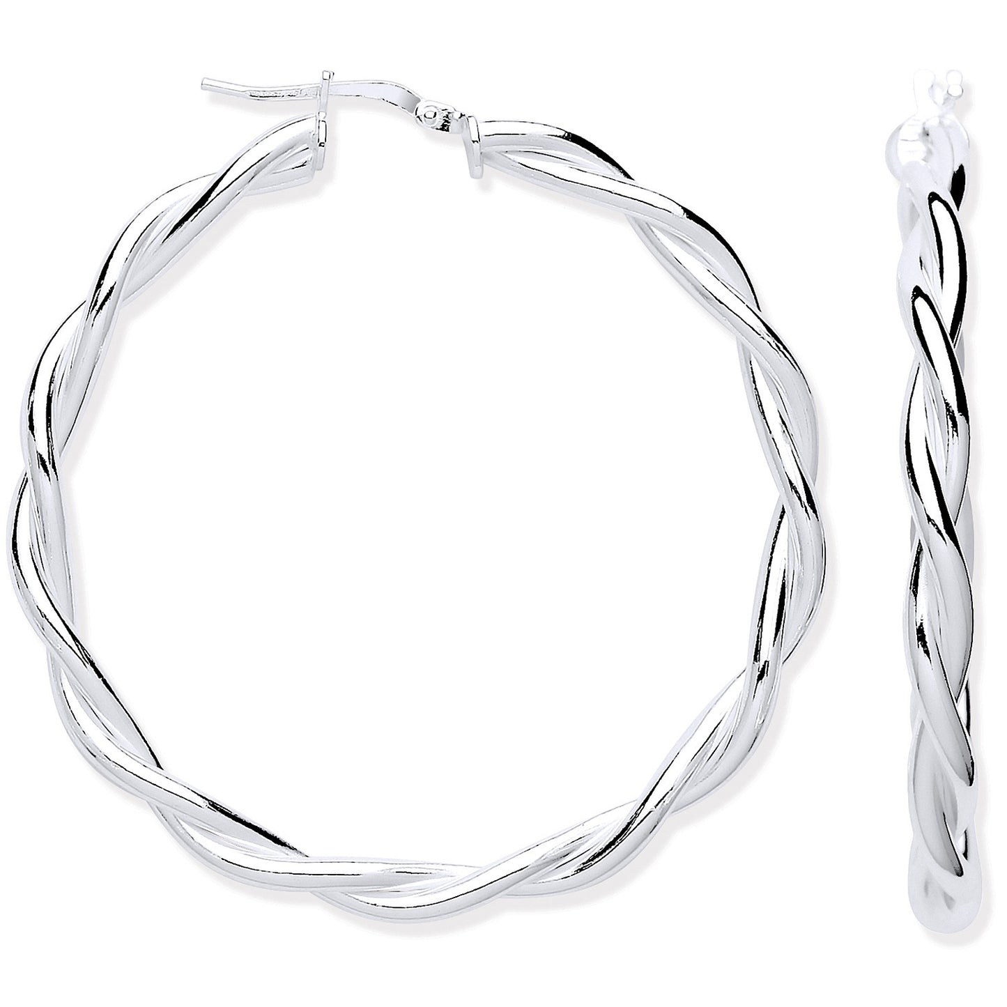 Silver Twist Hoop 40mm Earrings - Silver