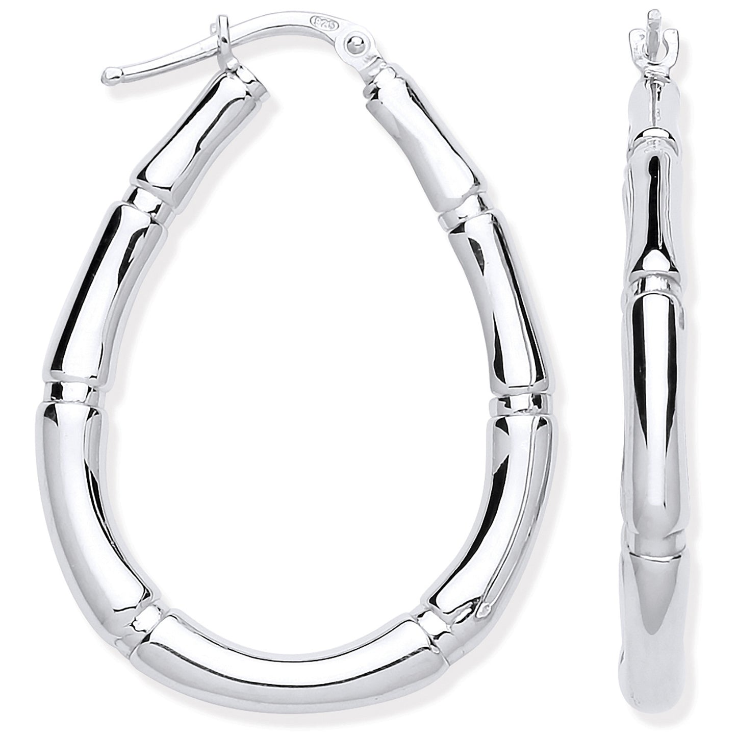Silver Bamboo Creole Earrings - Silver