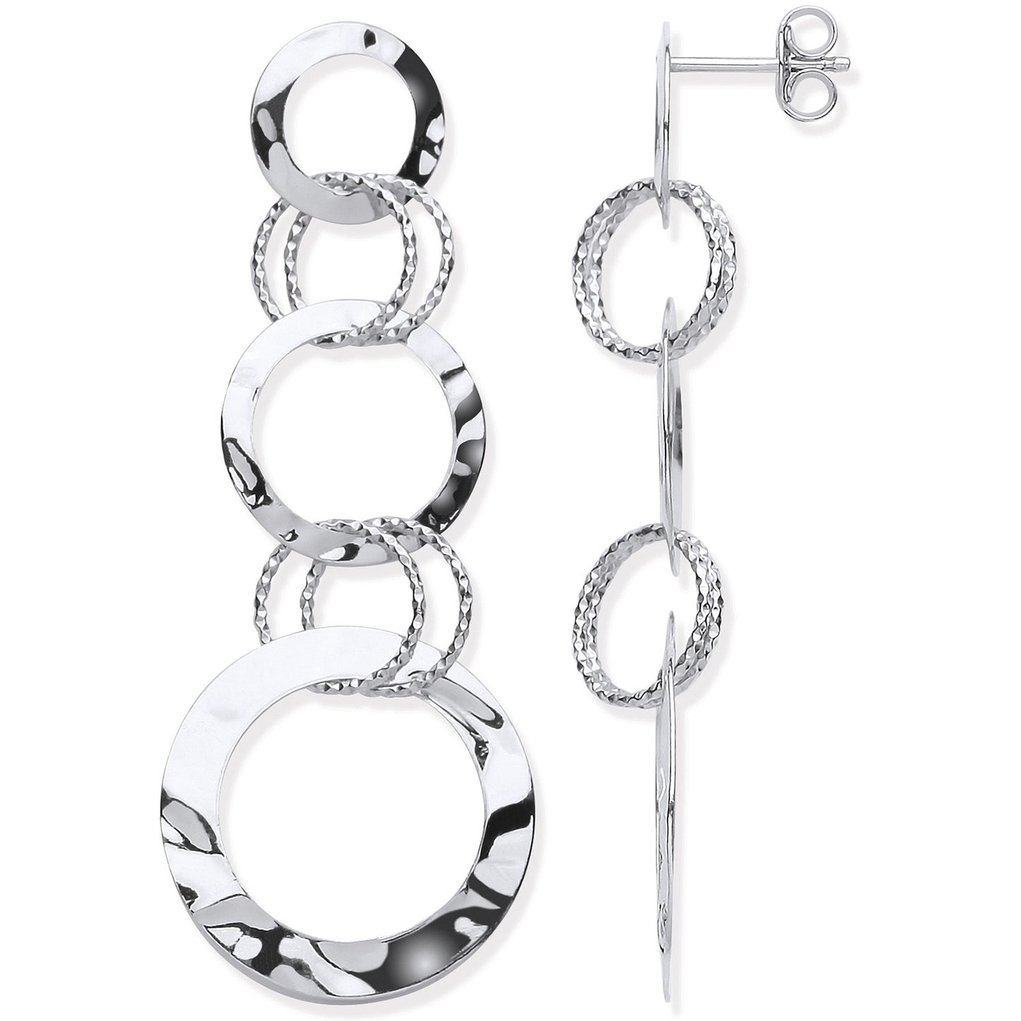 Silver Interlinked Circles Drop Earrings - Silver