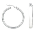 Silver D Shaped Hoop Earrings