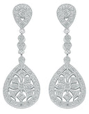 Silver Chandelier Cubic Zirconia Drop Earrings