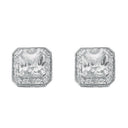 Silver Fancy Cluster Cubic Zirconia Stud Earrings