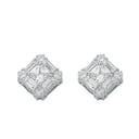 Silver Fancy Cluster Cubic Zirconia Stud Earrings
