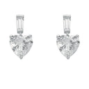 Silver Cubic Zirconia Heart Drop Stud Earrings