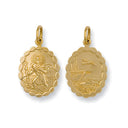 Yellow Gold Double Sided Oval Shaped St Christopher Pendant