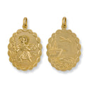 Yellow Gold Double Sided Oval Shaped St Christopher Pendant