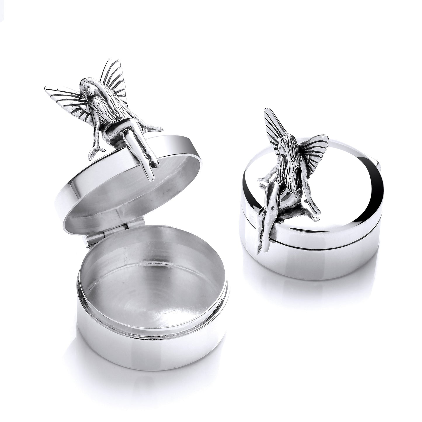 Silver Fairy Trinket (Pill) Round Box - Silver