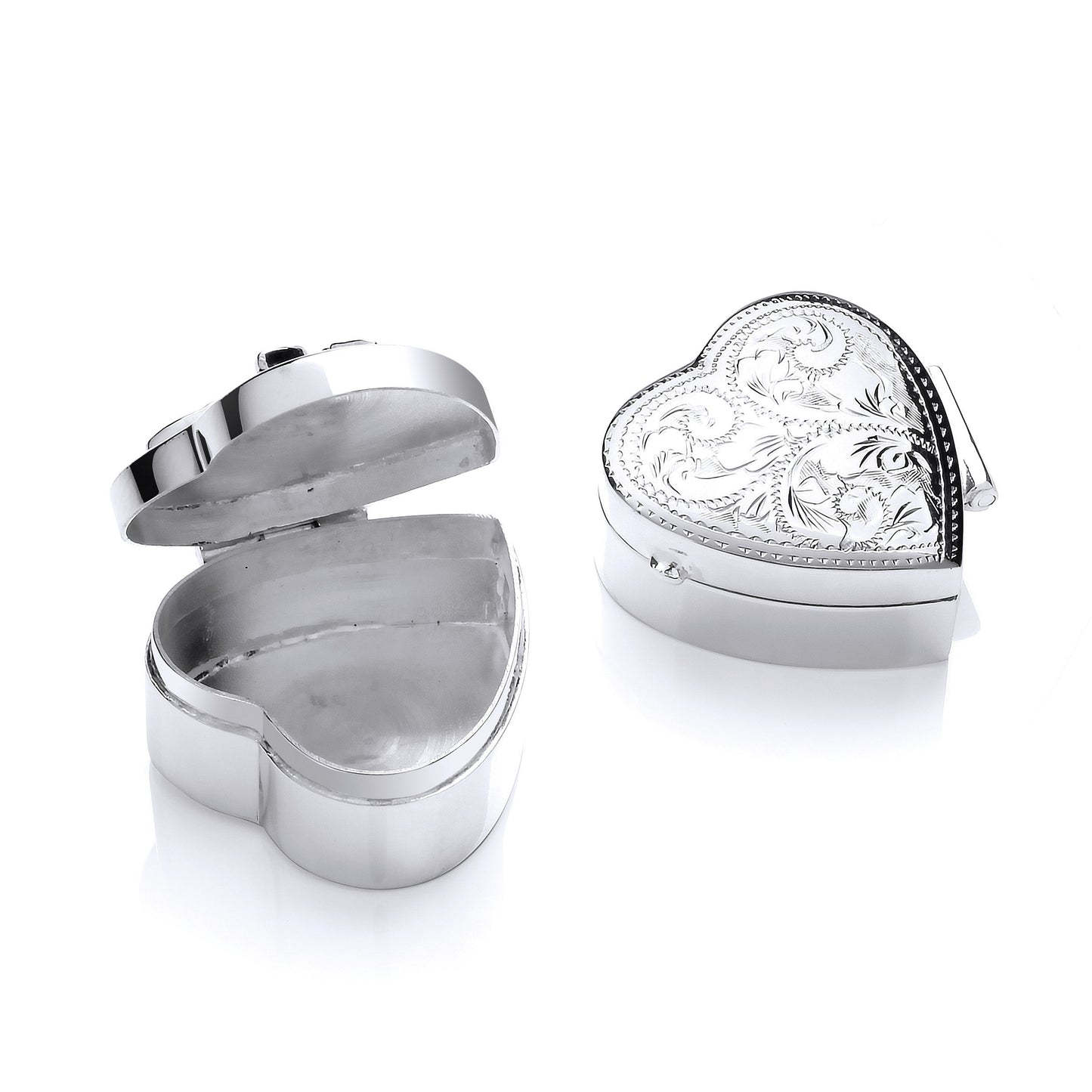 Silver Trinket (Pill) Heart Design Box - Silver