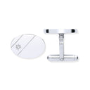 Silver Cubic Zirconia, Plain Oval Cufflinks