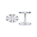 Silver Union Jack Oval Cufflinks