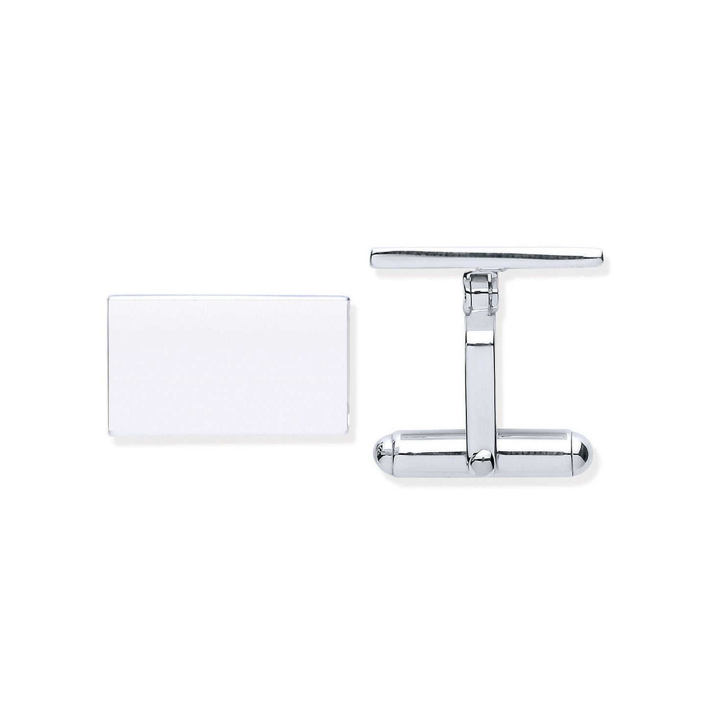 Silver Plain Rectangle Cufflinks - Silver