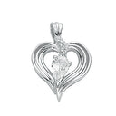 Silver Fancy Cubic Zirconia Heart Pendant