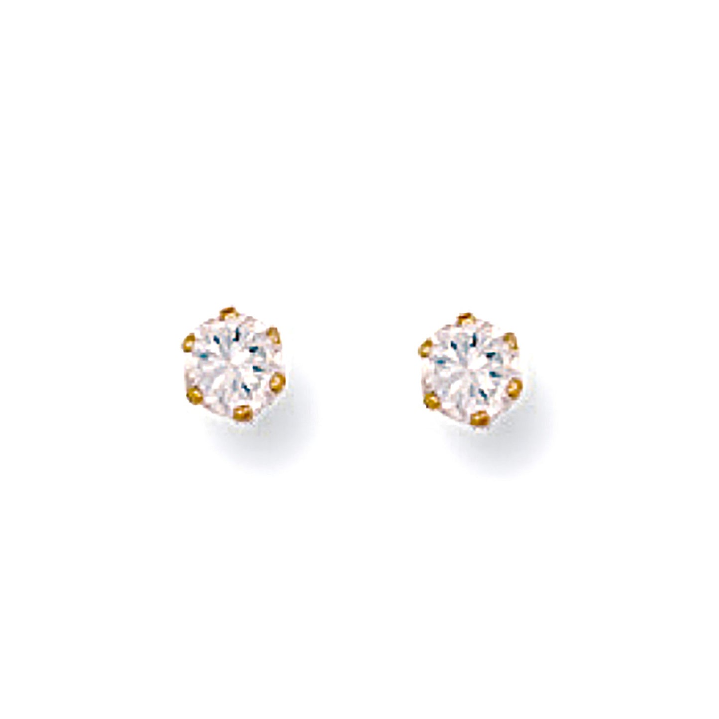 9ct Yellow Gold 3mm Claw Set Cubic Zirconia Studs - 9ct Gold