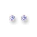 Yellow Gold 3mm Claw Set Lavander Cubic Zirconia Studs